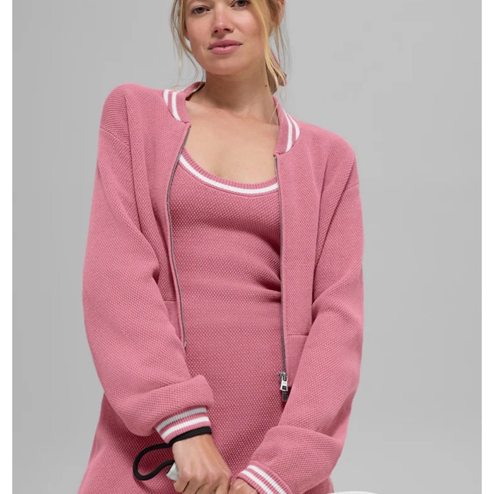 ALO Tennis Club Sweater Knit Full Zip Jacket - medium